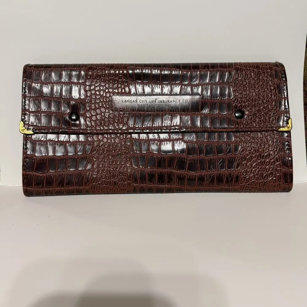 Alligator Skin Folio Portfolio Organizer Folder Executive Large Cognac